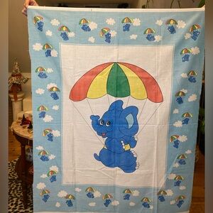 Blue Elephant Parachute fabric quilt topper